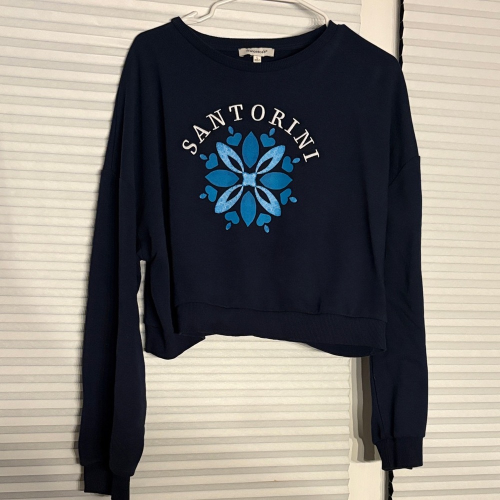 Francesca's Collections Navy Blue Santorini Sweatshirt